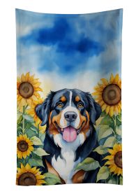 Bernese Mountain Dog in Sunflowers Kitchen Towel Dish Cloths Guest Hand Towel Decorative Bathroom Towel for Face,Tea, Dishcloth, Kitchen and Bath