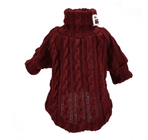 Dog Sweater Turtleneck Solid Color Dogs Clothes Warm Cotton For Puppy Small Medium Dogs Sweatshirt Jacket Chihuahua Teddy (Option: Wine Red-XS)