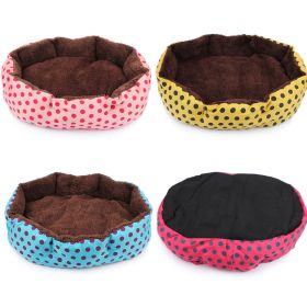 Pet Bed Warm Winter Bed Dog Cat Bed Soft Wool Point Design Pet Nest With Removable Mats Octagonal Shape Kennel Cat Dog Sofa Bed (Color: Red)