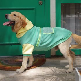 Autumn and winter pet clothes big dog clothes golden retriever Labrador big dog clothing sweater (Color: Two-color transparent pocket big dog sweater (green))