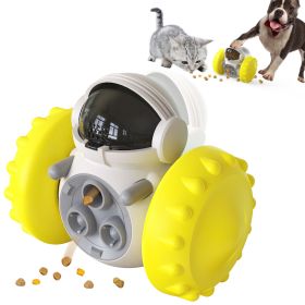 PawPartner Dog Tumbler Interactive Toys Increases Pet IQ Slow Feeder Labrador French Bulldog Swing Training Food Dispenser (Color: Yellow)