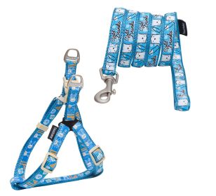 Touchdog 'Caliber' Designer Embroidered Fashion Pet Dog Leash And Harness Combination (Color: Blue Pattern)