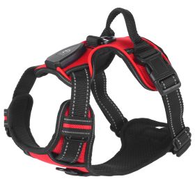 Light Up Dog Harness Rechargeable LED Dog Harness No Pull Lighted Dog Vest with Handle for Small/Medium/Large Dogs (Color: Red)